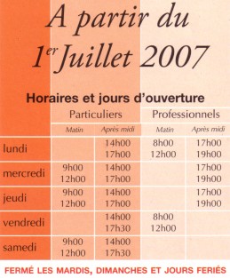 Horaires de la d�chetterie