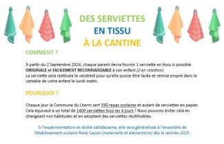 [DES SERVIETTES EN TISSU A LA CANTINE]